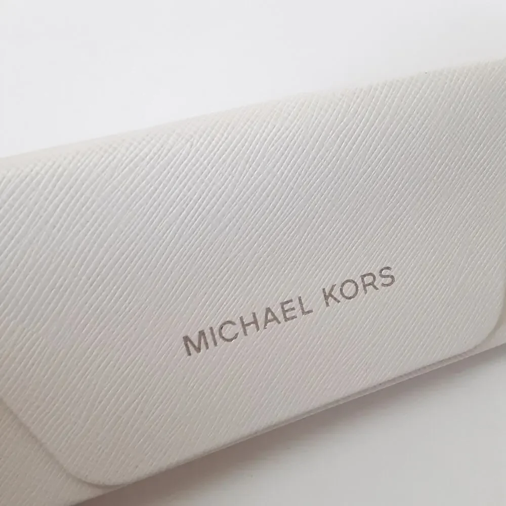 Michael Kors White Leather Hard Shell Eyeglass Case Designer Sunglasses Case